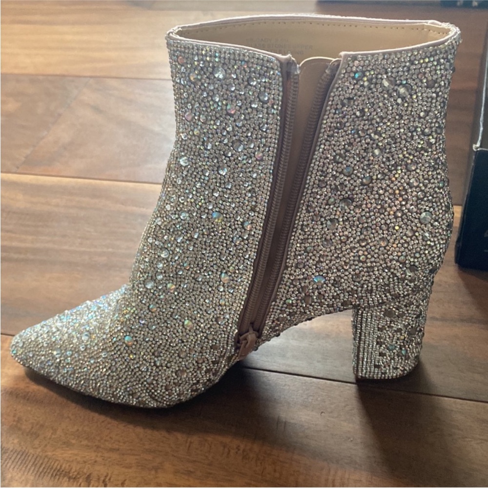 Sparkling Crystal Embellished Women's Ankle Boots - Silver - Picture 3 of 5